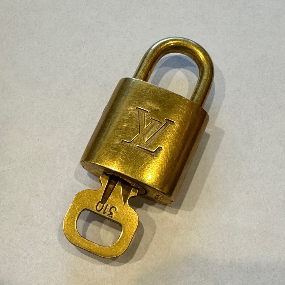 Authentic ✨#310 Louis Vuitton Gold-Tone Padlock with Key - Picture 2 of 4